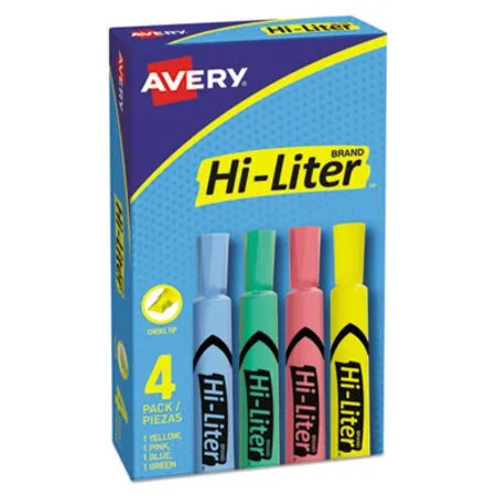 Avery - AVE-17752 - Hi-liter Desk-style Highlighters, Assorted Ink Colors, Chisel Tip, Assorted Barrel Colors, 4/set
