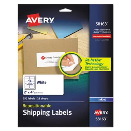 Avery - AVE-58163 - Repositionable Address Labels W/sure Feed, Inkjet/laser, 2 X 4, White, 250/box