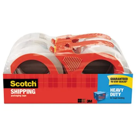 Scotch - MMM-38504RD - 3850 Heavy-Duty Packaging Tape with Dispenser  3' Core  1.88' x 54.6 yds  Clear  4/Pack
