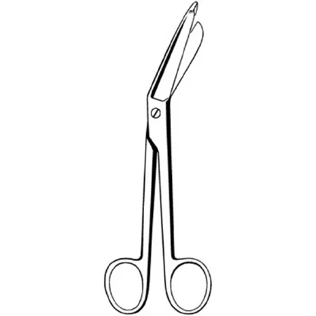Sklar - Merit - 97-237 - Bandage Scissors Merit Lister 5-1/2 Inch Length Office Grade Stainless Steel Nonsterile Finger Ring Handle Angled Blunt Tip / Blunt Tip