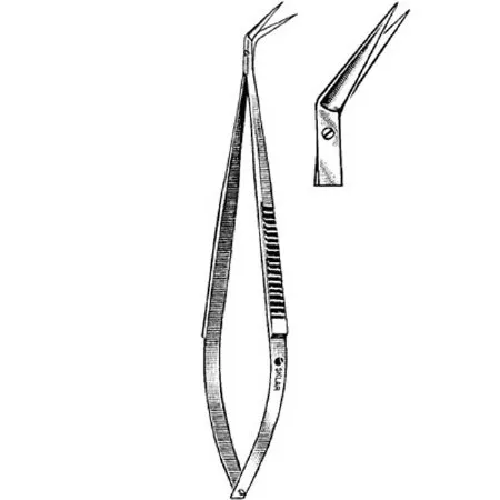 Sklar - Merit - 98-107 - Iris Scissors Merit 3-1/2 Inch Length Office Grade Stainless Steel Finger Ring Handle Curved Sharp Tip / Sharp Tip