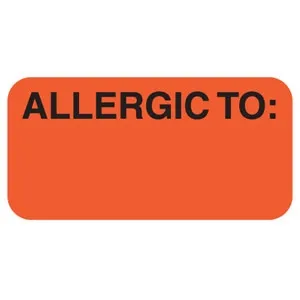 Tabbies - 40525 - Pre-printed Label Allergy Alert Red Allergic To: Black Alert Label 3/4 X 1-1/2 Inch