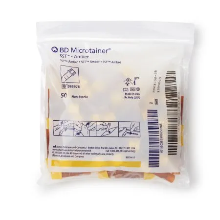 Bd Becton Dickinson - 365978 - Bd Microtainer Sst Bd Microtainer Sst Capillary Blood Collection Tube Clot Activator / Separator Gel Additive 400 Μl To 600 Μl Bd Microgard Closure Plastic Tube