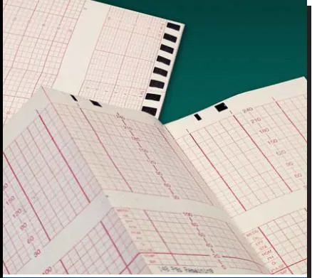 Precision Charts - 2157-013A - Diagnostic Recording Paper Thermal Paper 135 Mm X 69 Foot Z-fold Red Grid