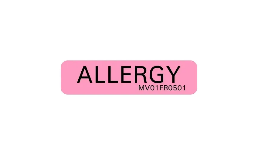 Precision Dynamics - Barkley - MV01FR0501 - Pre-printed Label Barkley Allergy Alert Fluorescent Red Allergy Black Alert Label 1-1/4 X 5/16 Inch