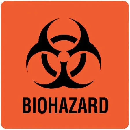 United Ad Label - UAL - ULBH050 - Pre-Printed Label UAL Warning Label Fluorescent Red Paper Biohazard / Symbol Black Biohazard 3 X 3 Inch