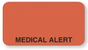 United Ad Label - UAL - ULMC218 - Pre-printed Label Ual Warning Label Fluorescent Red Paper Medical Alert Black Alert Label 7/8 X 1-5/8 Inch