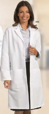 Fashion Seal Uniforms - 3492-S - Lab Coat White Small Knee Length 80% Polyester / 20% Cotton Reusable