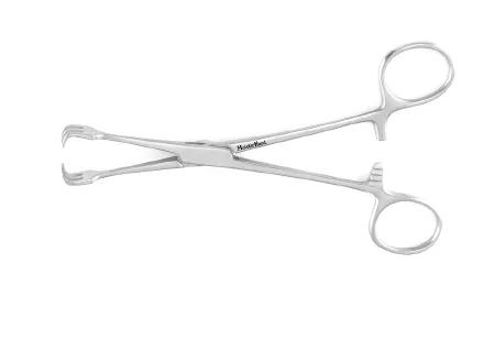 Integra Lifesciences - MeisterHand - MH12-80 - Traction Forceps Meisterhand Lahey 6-1/4 Inch Length Surgical Grade German Stainless Steel Nonsterile Ratchet Lock Finger Ring Handle Straight 3 X 3 Teeth