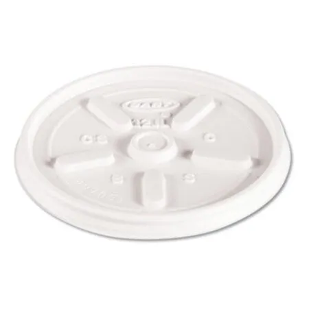 Dart - DCC-12JL - Plastic Lids For Foam Cups, Bowls And Containers, Vented, Fits 6-14 Oz, White, 100/pack, 10 Packs/carton