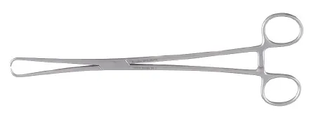 Integra Lifesciences - MeisterHand - MH30-966ATR - Tenaculum Forceps Meisterhand Schroeder 10 Inch Length Surgical Grade German Stainless Steel Nonsterile Ratchet Lock Finger Ring Handle Curved 1 X 1 Atraumatic Prongs
