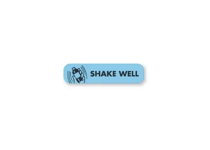 United Ad Label - ULFP1110 - Pre-printed Label Auxiliary Label Blue Paper Shake Well Black Safety And Instructional 3/8 X 1.531 Inch
