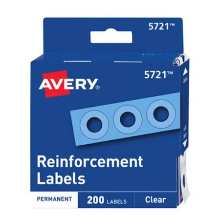 Avery -  - AVE-05721 - Dispenser Pack Hole Reinforcements  0.25' Dia  Clear  200/Pack  (5721)