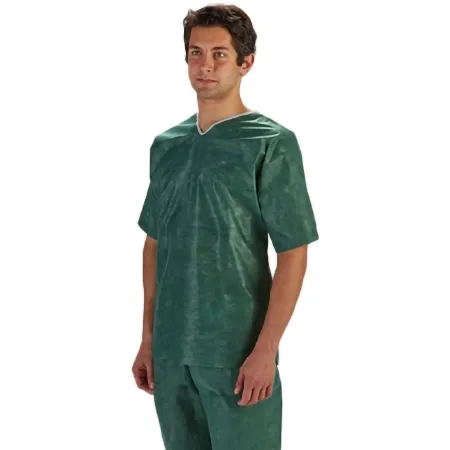 Molnlycke - Barrier - 18610 - Scrub Shirt Barrier Small Green 3 Pockets Short Set-In Sleeve Unisex