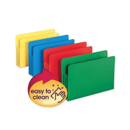Smead - SMD-73550 - Poly Drop Front File Pockets, 3.5 Expansion, Legal Size, Assorted Colors, 4/box