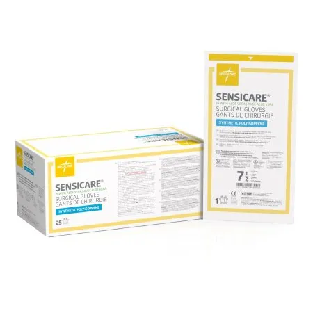 Medline - SensiCare - MSG1075 -  Surgical Glove  Size 7.5 Sterile Polyisoprene Standard Cuff Length Smooth White Chemo Tested