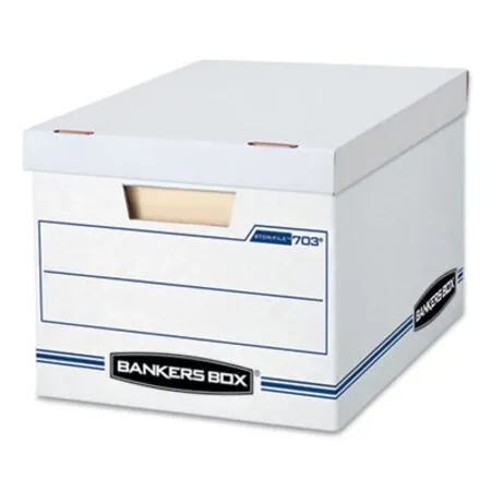 Bankers Box - FEL-0070308 - Stor/file Basic-duty Storage Boxes, Letter/legal Files, 12.5 X 16.25 X 10.5, White/blue, 4/carton