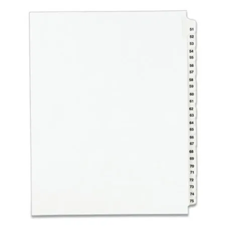 Avery - AVE-01332 - Preprinted Legal Exhibit Side Tab Index Dividers, Avery Style, 25-tab, 51 To 75, 11 X 8.5, White, 1 Set, (1332)