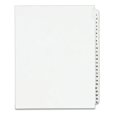 Avery - AVE-01330 - Preprinted Legal Exhibit Side Tab Index Dividers, Avery Style, 25-tab, 1 To 25, 11 X 8.5, White, 1 Set, (1330)
