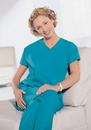 Hospi Corp - 46851-132X - Scrub Shirt Synergy™ 2x-large Jade Green 2 Pockets Short Cap Sleeve Female