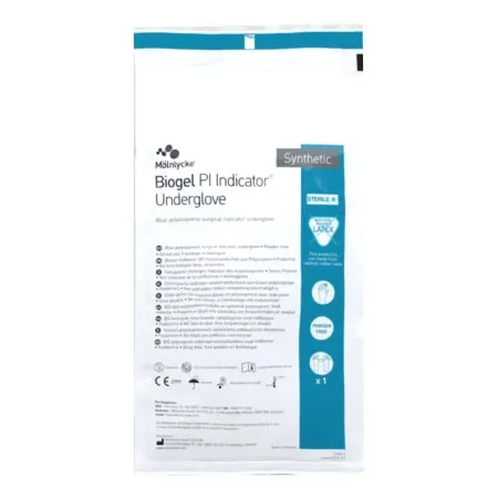 MOLNLYCKE HEALTH CARE - From: 41685 To: 41685 - Molnlycke Biogel PI Indicator Underglove Surgical Underglove Biogel PI Indicator Underglove Size 8.5 Sterile Polyisoprene Standard Cuff Length Smooth Blue Chemo Tested