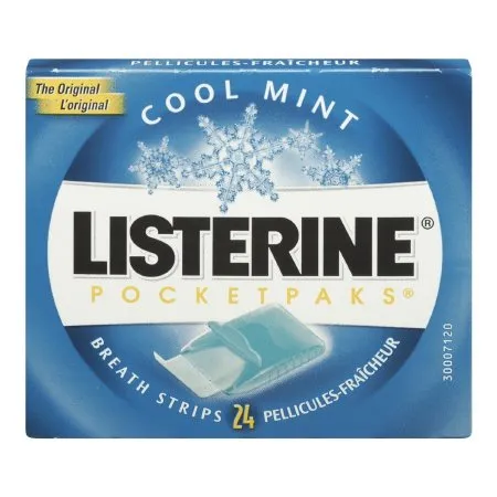 J & J Sales - Listerine Pocketpaks - 01254743310 - Breath Strips Listerine Pocketpaks 0.1 Oz. Cool Mint Flavor