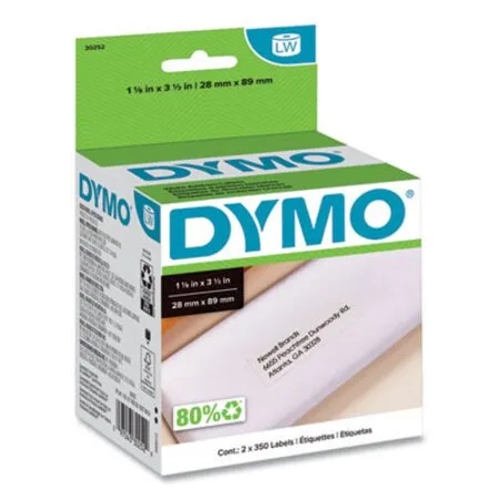 Avery - DYM-30252 - Labelwriter Address Labels, 1.12 X 3.5, White, 350 Labels/roll, 2 Rolls/pack