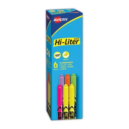 Avery - AVE-23565 - Hi-liter Pen-style Highlighters, Assorted Ink Colors, Chisel Tip, Assorted Barrel Colors, 6/set