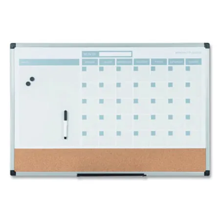 MasterVision - BVC-MB3507186 - 3-in-1 Planner Board, 24 X 18, Tan/white/blue Surface, Silver Aluminum Frame