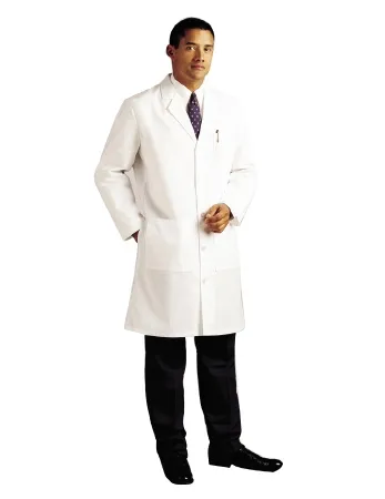 Landau Uniforms - 3145WWY50L - Lab Coat White Size 50 Knee Length 65% Polyester / 35% Cotton Micro-sanded Twill Reusable