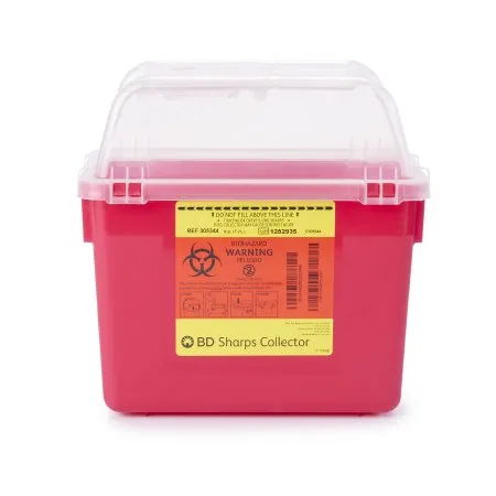 BD Becton Dickinson - From: 305028 To: 305666  BD Sharps Container BD Translucent White Base 12 H X 12 W X 4 4/5 D Inch Horizontal Entry 1.35 Gallon