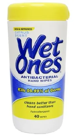 Energizer Personal Care - Wet Ones Antibacterial - 07682804672 - Personal Wipe Wet Ones Antibacterial Canister Benzethonium Chloride Citrus Scent 40 Count