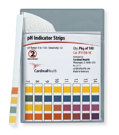Cardinal Health - P1119-1C - Long Range  0-14  pH Indicator Strip  4 Test Field  100-pk  100 pk-cs -Continental US Only-