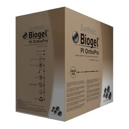 Molnlycke - Biogel PI OrthoPro - 47690 - Surgical Glove Biogel PI OrthoPro Size 9 Sterile Polyisoprene Standard Cuff Length Micro-Textured Brown Not Chemo Approved