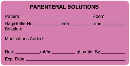 United Ad Label - PDC - ULIV501 - Pre-printed Label Pdc Anesthesia Label Pink Paper Parenteral Solutions Black Syringe Label 2 X 4 Inch