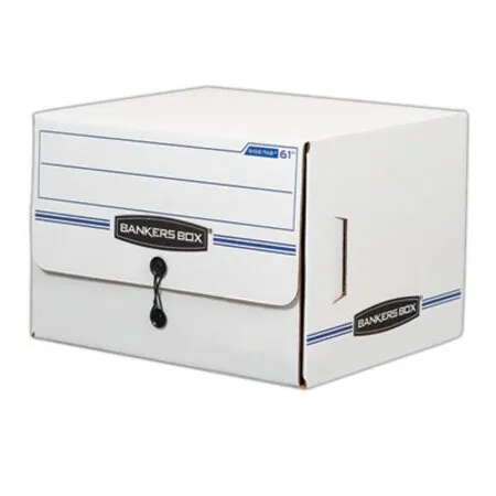 Bankers Box - FEL-00061 - Side-tab Storage Boxes, Letter Files, White/blue, 12/carton