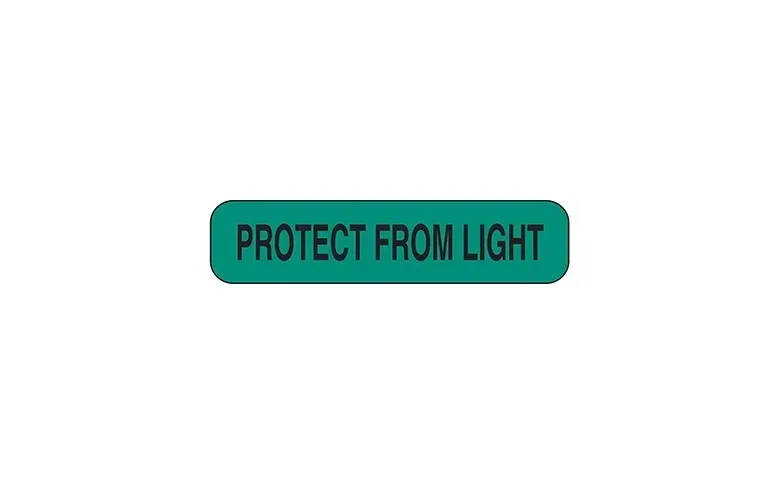Health Care - Indeed - 2284 - Pre-Printed Label Indeed Advisory Label Green Paper Protect From Light Black Alert Label 3/8 X 1-5/8 Inch