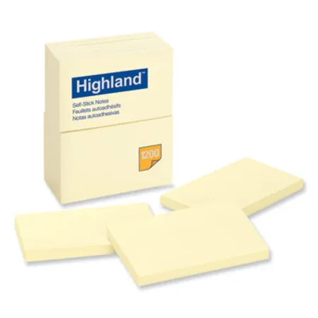 Highland - MMM-6559YW - Self-stick Notes, 3 X 5, Yellow, 100 Sheets/pad, 12 Pads/pack