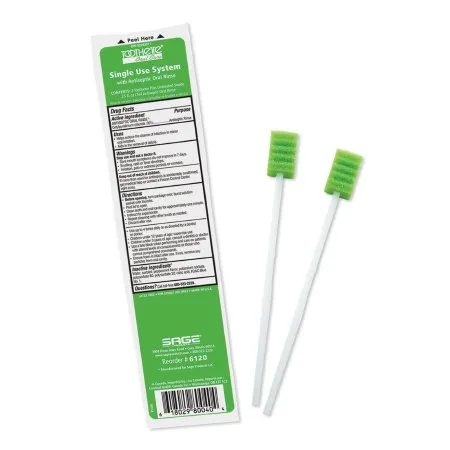 Sage Products - Toothette Plus - 6120 - Oral Swabstick Toothette Plus Foam Tip Cetylpyridinium Chloride 0.05%