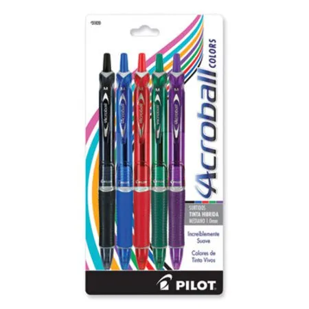Pilot - Acroball Colors Advanced Ink - PIL-31820 - Acroball Colors Advanced Ink Hybrid Gel Pen, Retractable, Medium 1 Mm, Assorted Ink And Barrel Colors, 5/pack