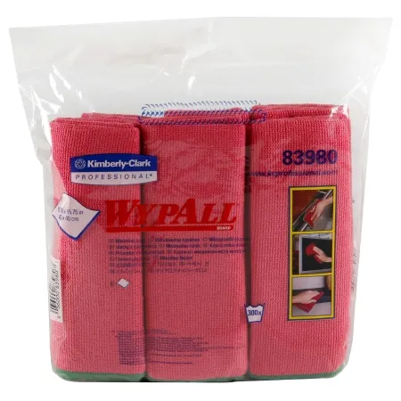 Kimberly Clark - WypAll - 83980 - Cleaning Cloth Wypall Red Nonsterile Microfiber 15-3/4 X 15-3/4 Inch Reusable