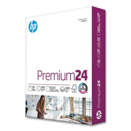 HP Papers - HEW-112400 - Premium24 Paper, 98 Bright, 24 Lb Bond Weight, 8.5 X 11, Ultra White, 500/ream