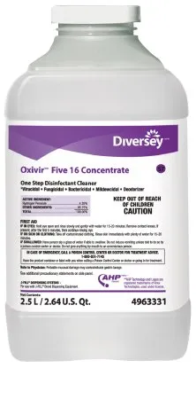 Lagasse - DVS4963331 - Diversey Oxivir Five 16 Diversey Oxivir Five 16 Surface Disinfectant Cleaner Peroxide Based J Fill Dispensing Systems Liquid Concentrate 2.5 Liter Bottle Scented NonSterile