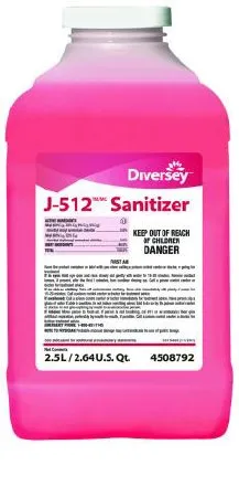 Lagasse - Diversey J-512 Sanitizer - DVS5756034 - Diversey J-512 Sanitizer Surface Cleaner / Sanitizer Quaternary Based J-Fill Dispensing Systems Liquid Concentrate 2.5 Liter Bottle Chemical Scent NonSterile