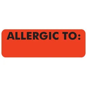 Tabbies - MAP3240 - Pre-printed Label Allergy Alert Red Allergic To: _______ Alert Label 1 X 3 Inch