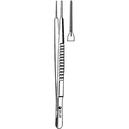 Sklar - 52-6696 - Tissue Forceps Sklar Cooley 9-1/2 Inch Length Or Grade Stainless Steel Nonsterile Nonlocking Thumb Handle Straight Blunt Tips With 2 X 2 Rows Of Fine Atraumatic Teeth