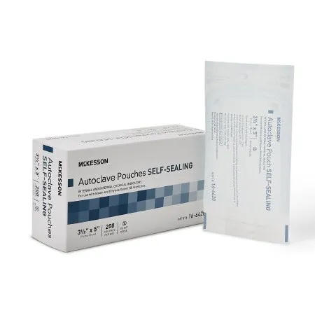 McKesson - 16-6420 - Sterilization Pouch Ethylene Oxide (EO) Gas / Steam 3 1/2 X 5 Inch Transparent Blue / White Self Seal Paper / Film