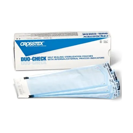 SPS Medical Supply - Duo-Check - SCL322 - Duo Check Sterilization Pouch Duo Check Ethylene Oxide (EO) Gas / Steam 3 1/2 X 22 Inch Transparent / Blue Self Seal Paper / Film