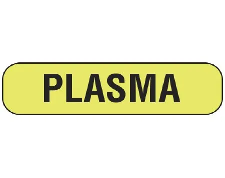 Shamrock Scientific - UPCR-1070 - Pre-printed Label Shamrock Auxiliary Label Yellow Plasma Black Lab / Specimen 5/16 X 1-1/4 Inch