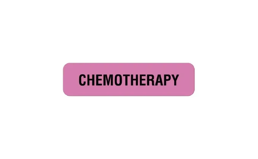 United Ad Label - UAL - ULHN119 - Pre-printed Label Ual Warning Label Pink Paper Chemotherapy Black Biohazard 5/16 X 1-1/4 Inch